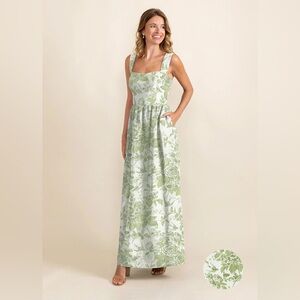 Chic Green Floral Maxi Dress